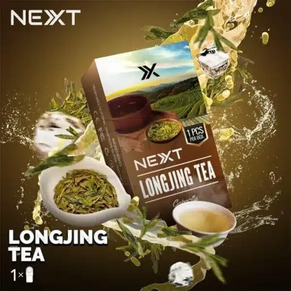 หัว NEXT กลิ่น Longjing Tea หอมละมุน กลิ่นชาเขียวหลงจิ่งแท้ๆ ให้สัมผัสนุ่มลึกและสดชื่น สูบแล้วผ่อนคลาย