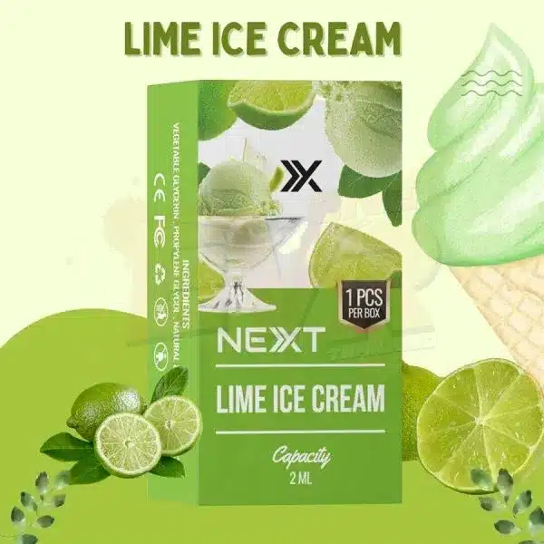 หัว NEXT กลิ่น Lime Ice Cream เปรี้ยวหวานสดชื่น ผสานความหอมละมุนของไอศกรีมกับความจี๊ดของมะนาว สูบแล้วเย็นสดใสทุกคำ