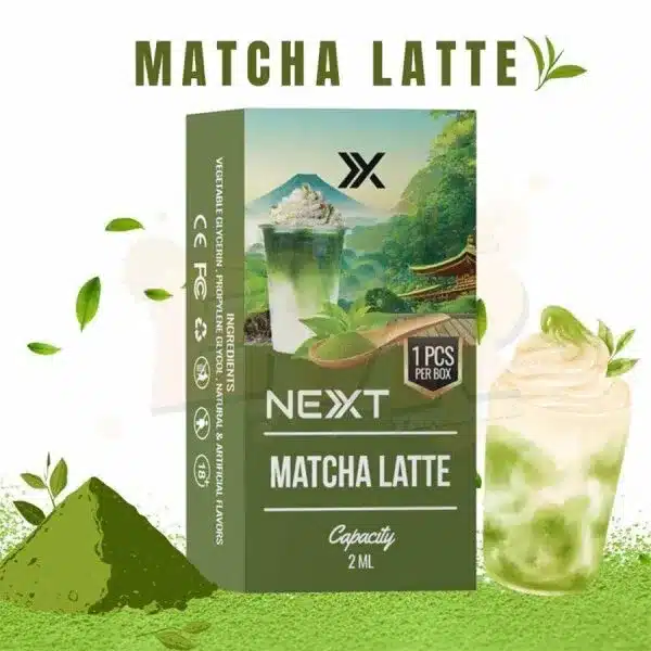 หัว NEXT กลิ่น Matcha Latta หอมเข้มชาเขียว ผสานความนุ่มละมุนของนม ให้รสชาติกลมกล่อม ละมุนทุกคำที่สูบ